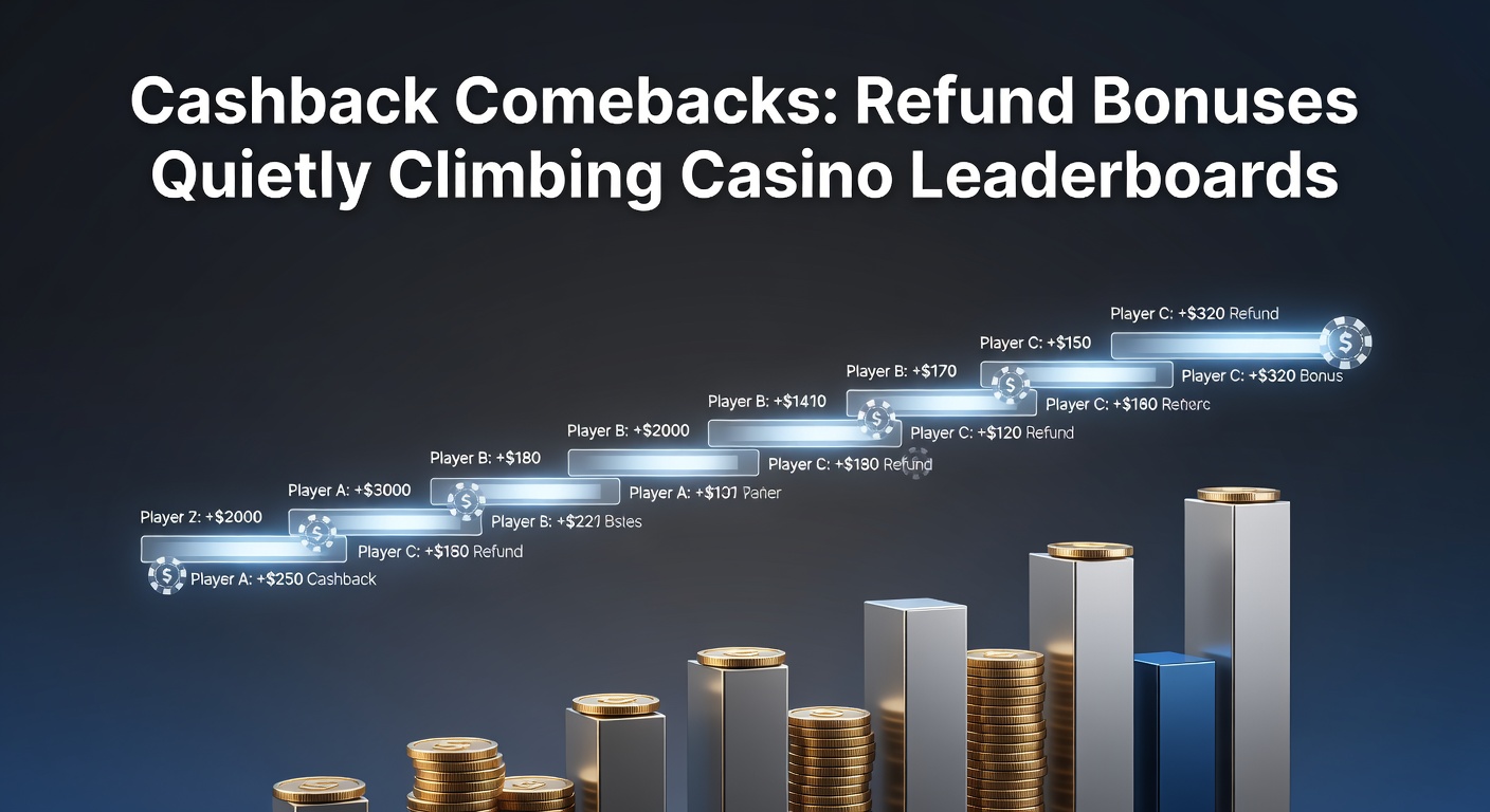 Graph showing cashback bonuses rising in online casino rankings over the past year, with leaderboard positions marked for top platforms