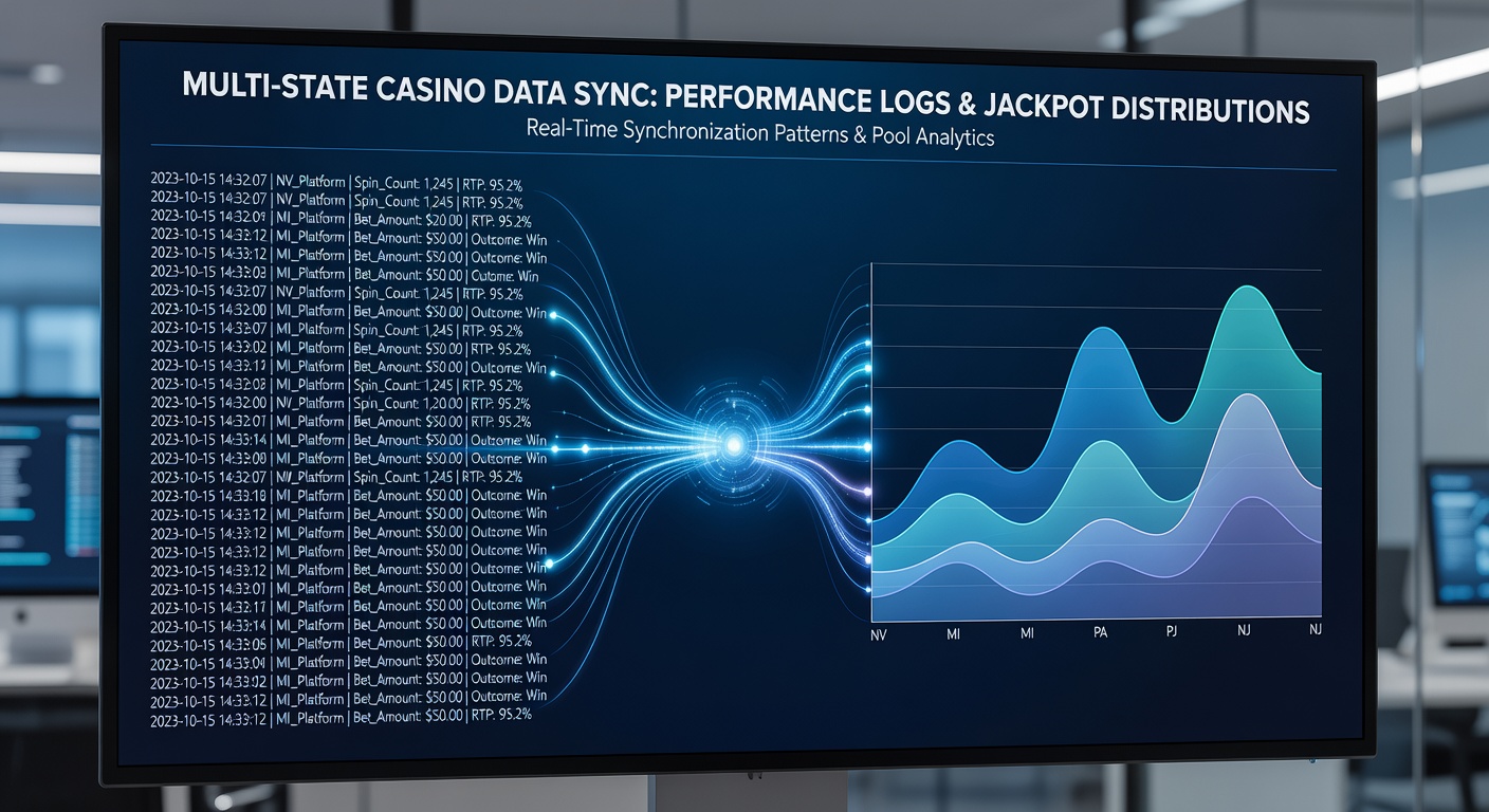 Data visualization showing synchronization between performance logs and jackpot distributions across casino platforms