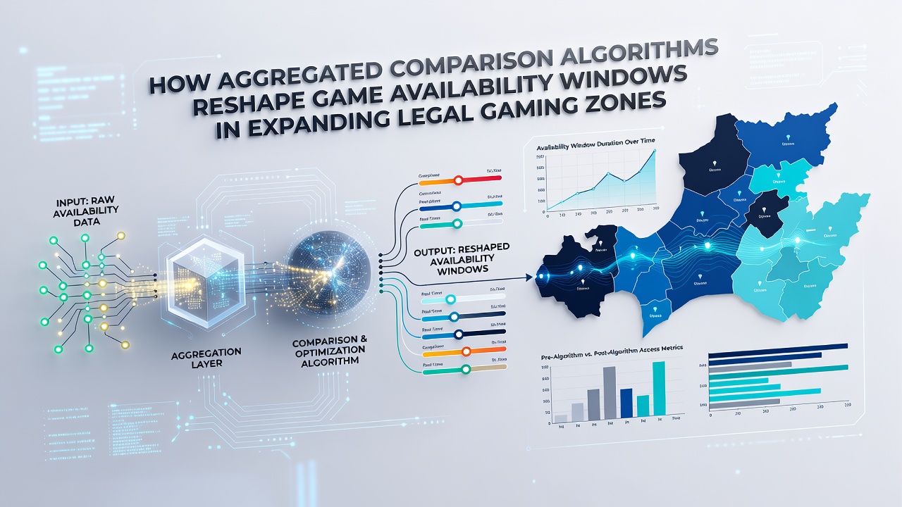 Flowchart illustrating how comparison data from multiple gaming zones feeds into centralized algorithms that set release timelines