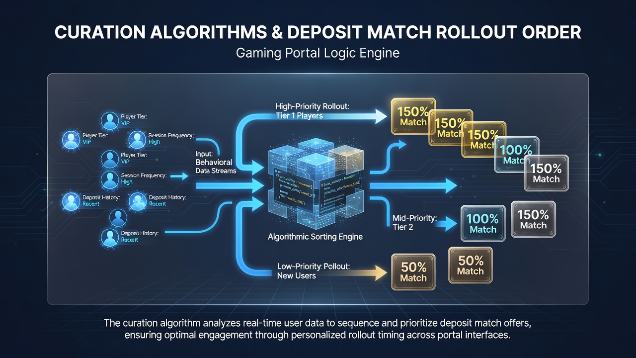 Flowchart illustrating regional approval timelines affecting when deposit match bonuses appear to players in different licensing zones