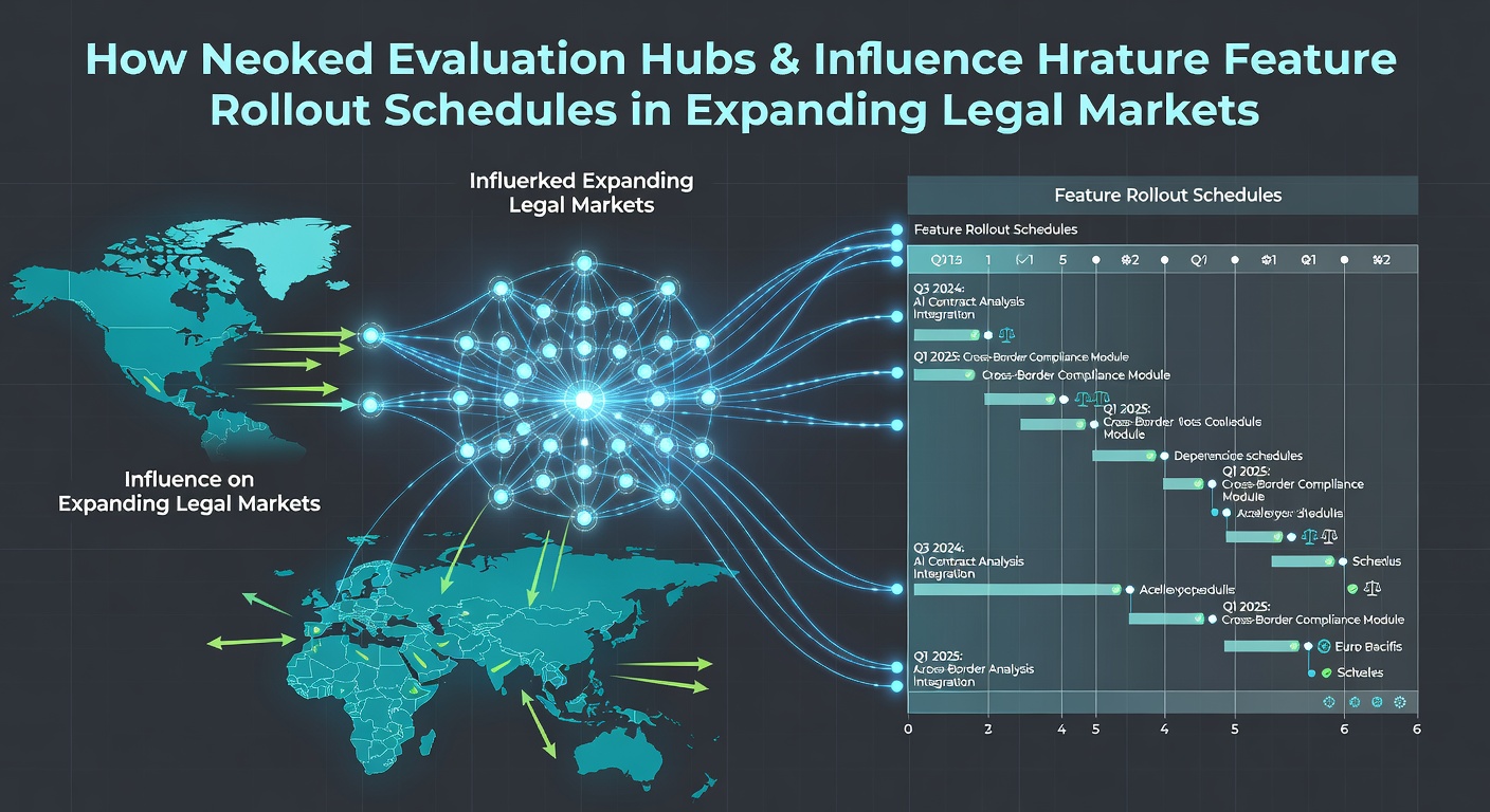 Networked evaluation hubs connecting data across legal markets for feature rollout planning