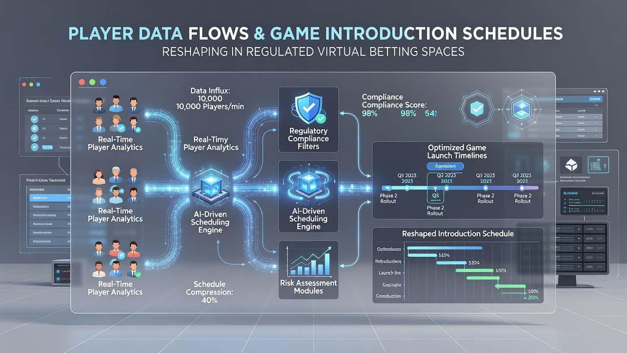 Diagram showing interconnected data flows between player metrics and regulated game release calendars
