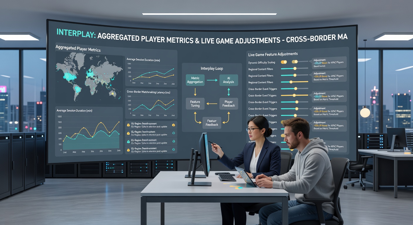 Live dealer studio with overlaid analytics dashboards tracking feature performance in different regulatory zones
