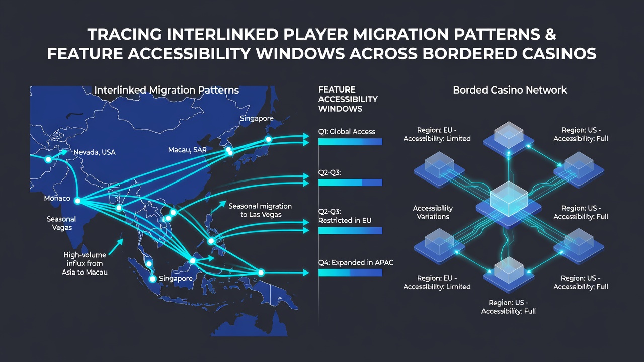 Timeline chart illustrating feature rollout schedules across multiple state borders with player migration arrows between platforms