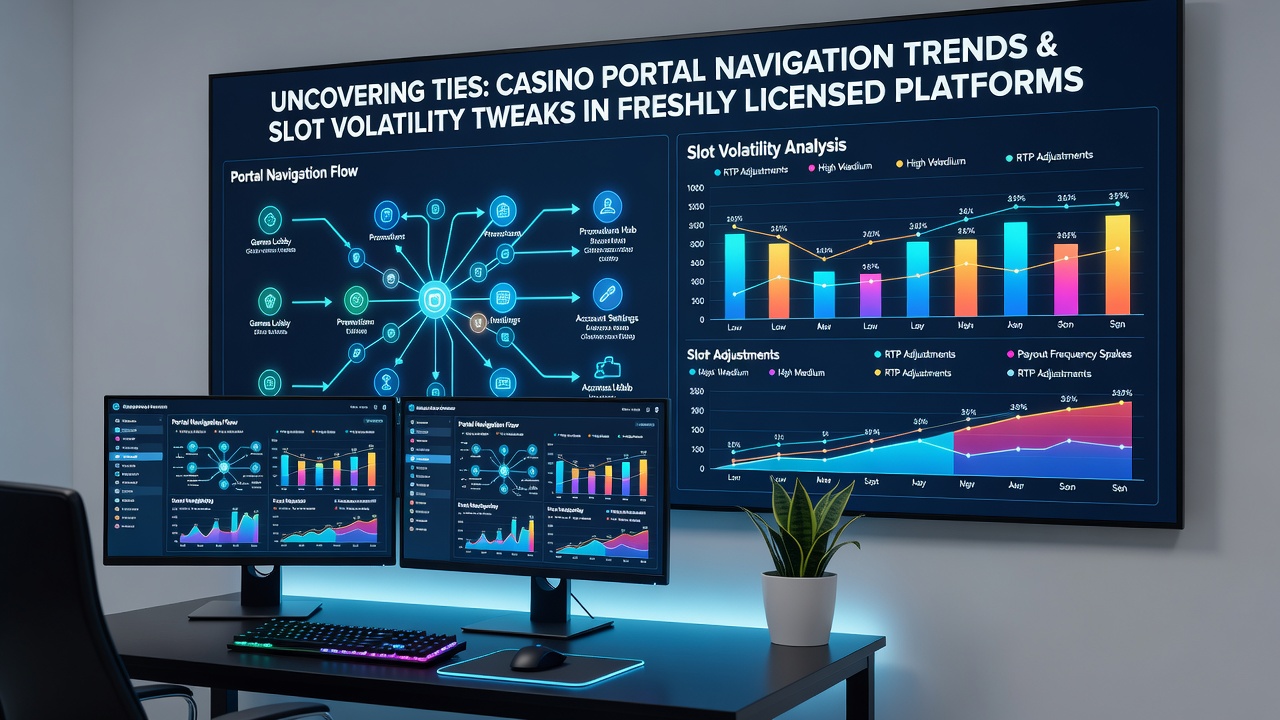 Analytics dashboard displaying slot volatility metrics alongside user navigation paths from casino aggregator platforms
